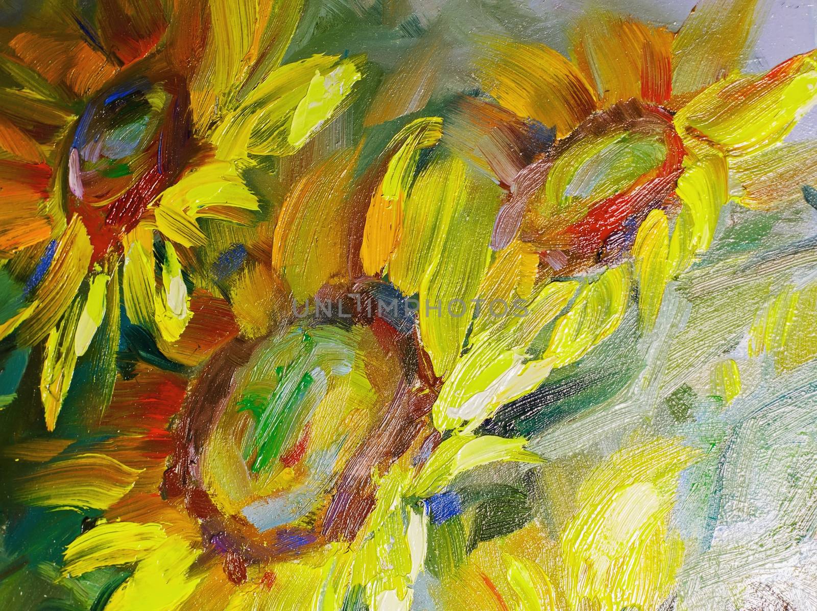 Texture of oil paintings, flowers, painting fragment of painted  by KoliadzynskaIryna