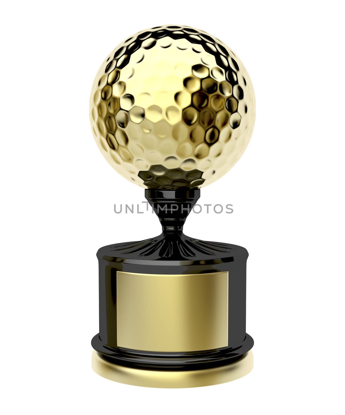 Gold trophy with golf ball by magraphics