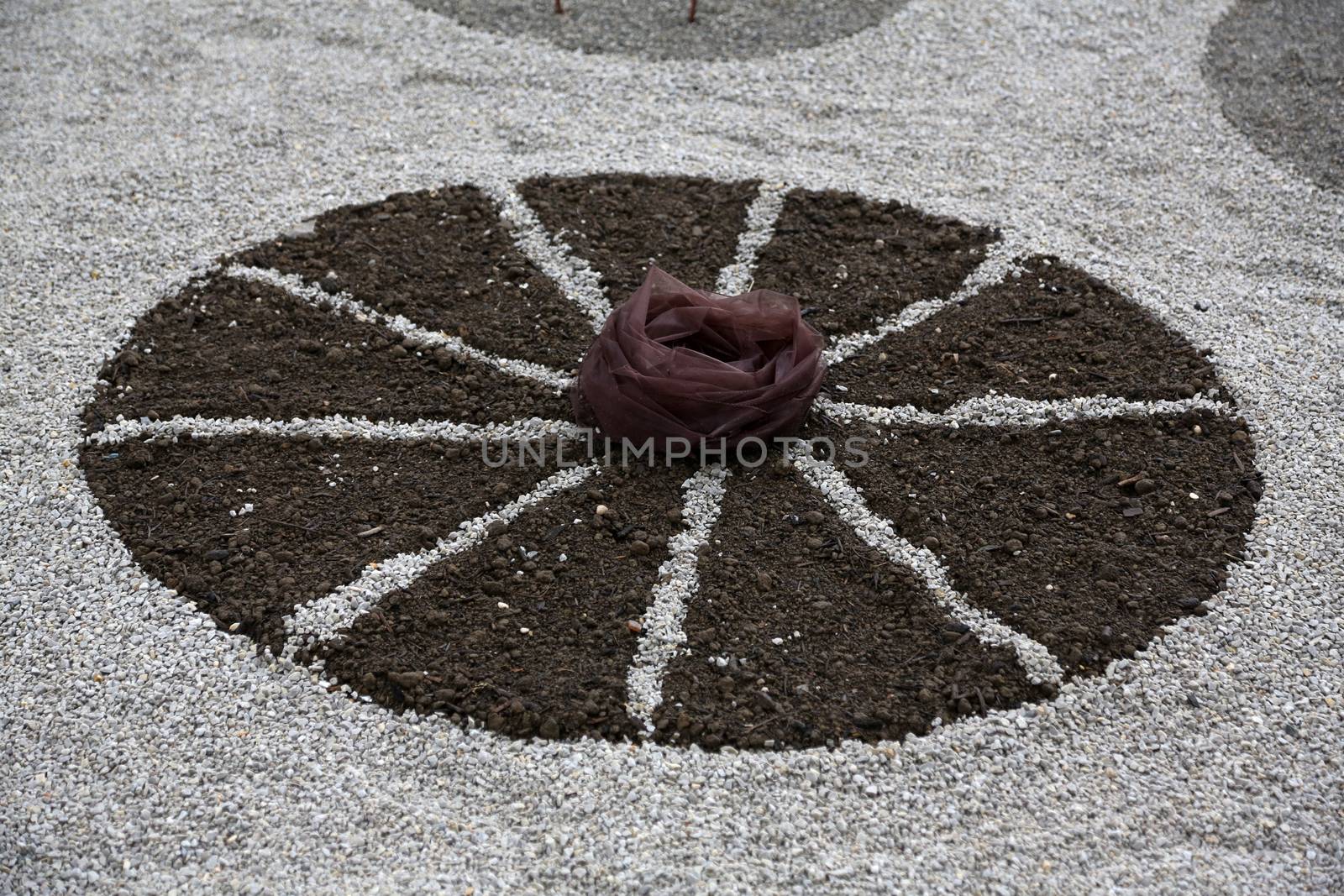 Garden design, with hard landscaping, using shaping, paving, rocks and pebbles