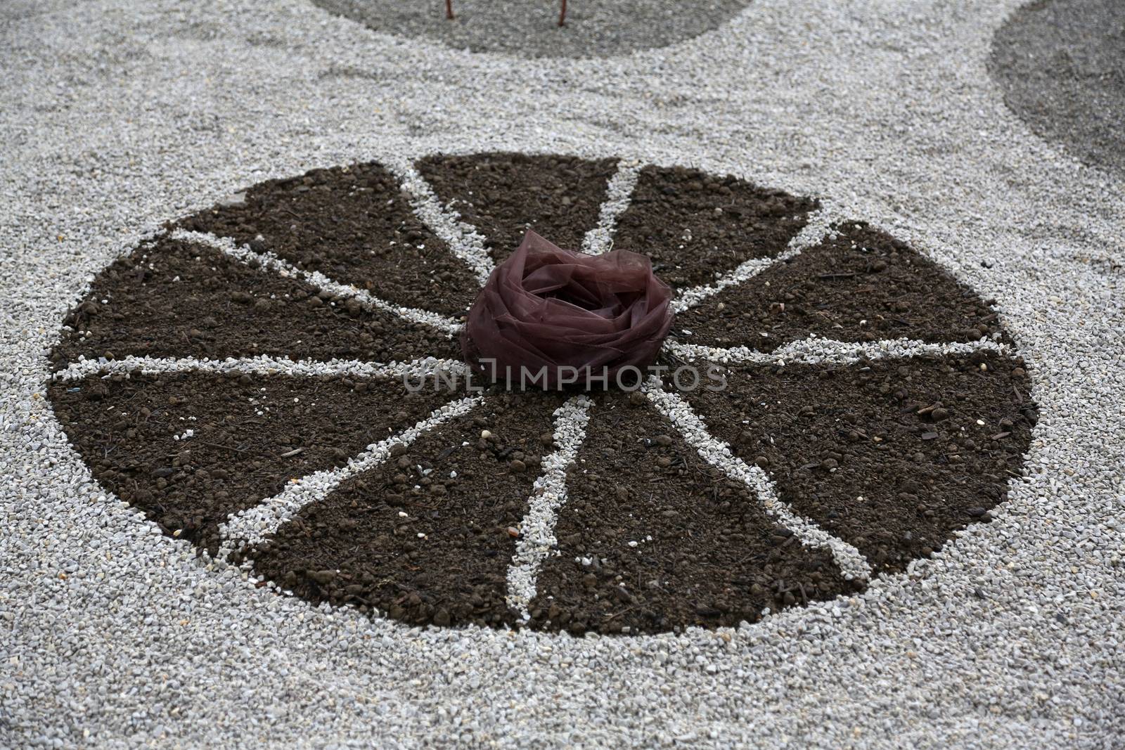 Garden design, with hard landscaping, using shaping, paving, rocks and pebbles