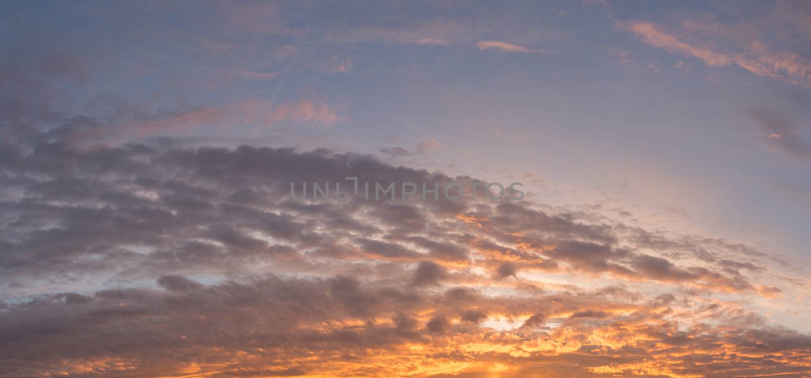 Natural background of  colorful sky during  sunset time. High resolution panorama.