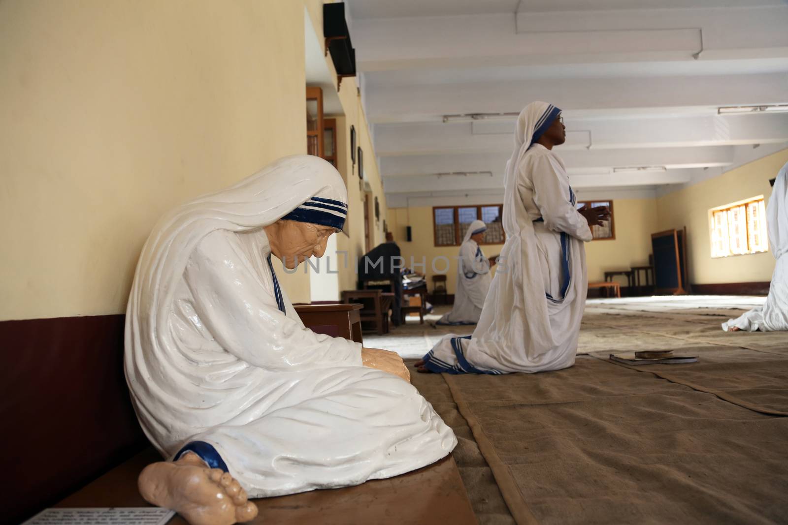 The statue of Mother Teresa in the chapel of the Mother House, Kolkata by atlas