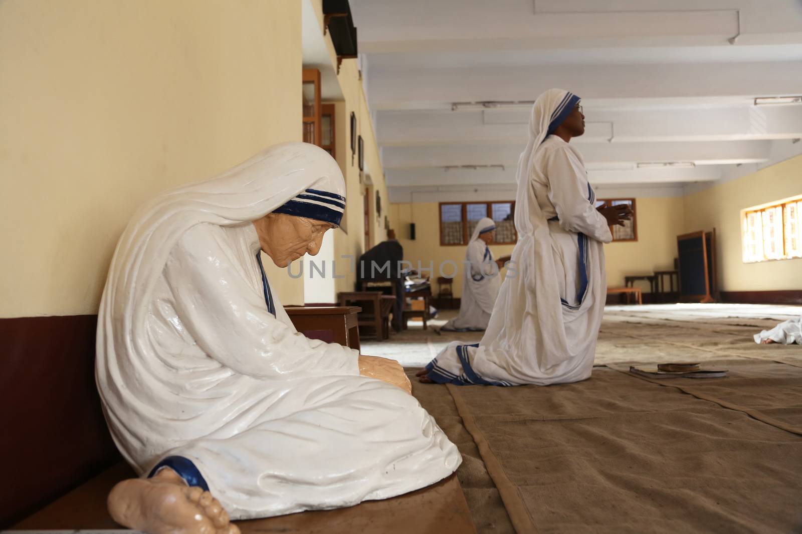The statue of Mother Teresa in the chapel of the Mother House, Kolkata by atlas