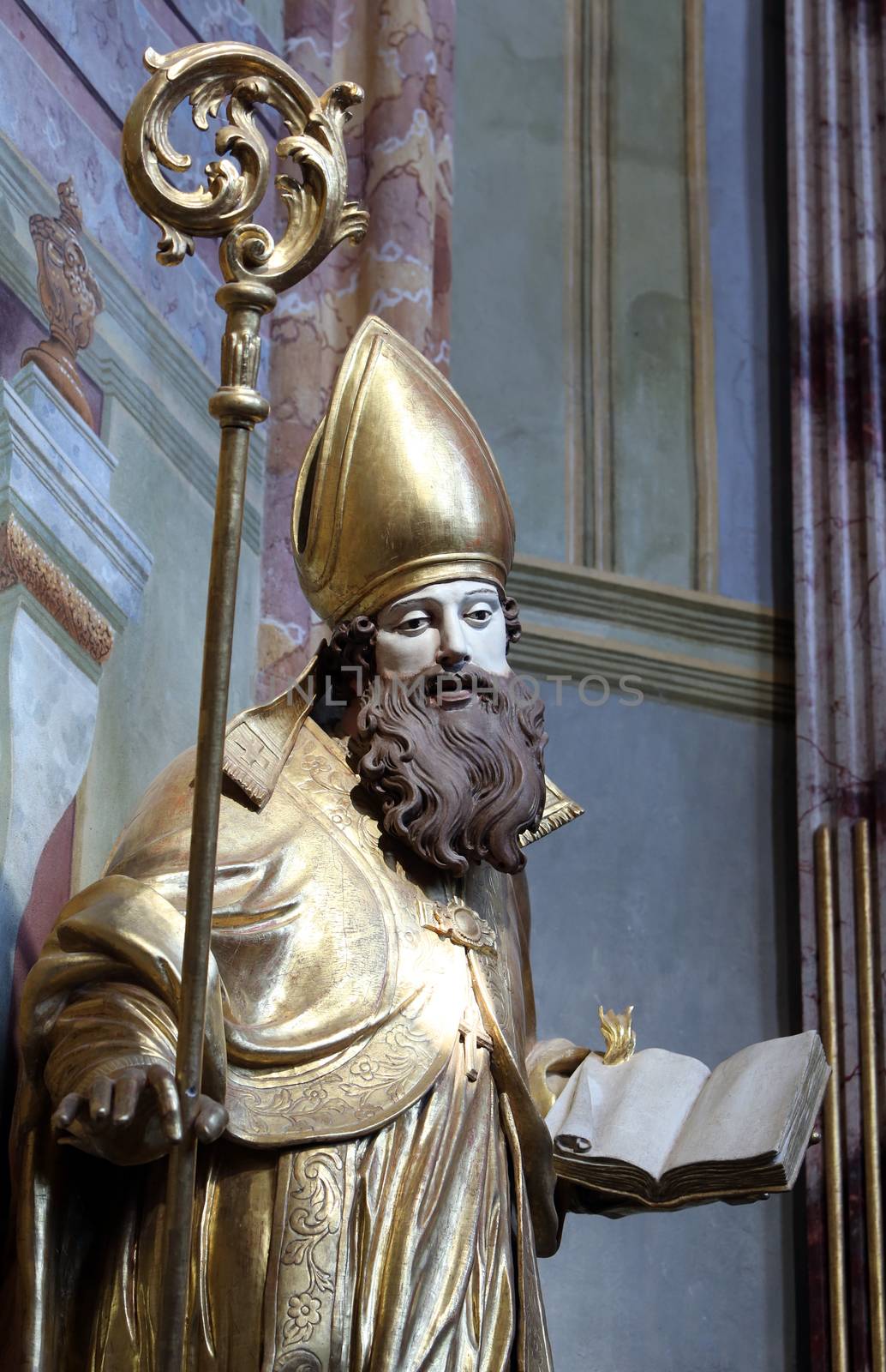 Saint Ambrose on the main altar of Holy Cross, parish Church of the Immaculate Conception of the Virgin Mary in Lepoglava, Croatia