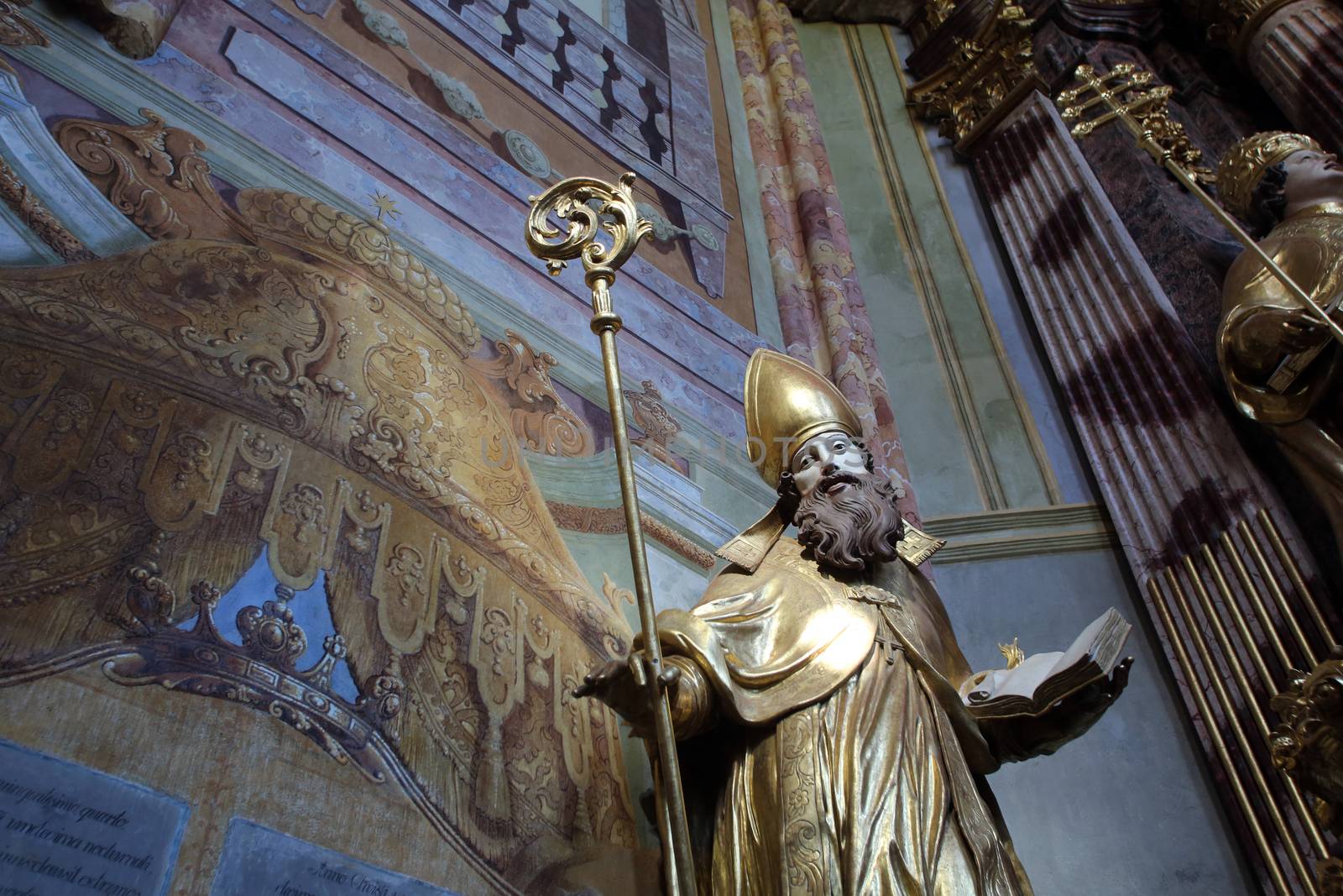 Saint Ambrose on the main altar of Holy Cross, parish Church of the Immaculate Conception of the Virgin Mary in Lepoglava, Croatia