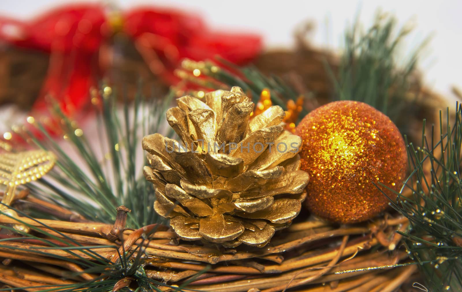 Decorative Christmas wreath with pine cones toys ornaments pine  by KoliadzynskaIryna