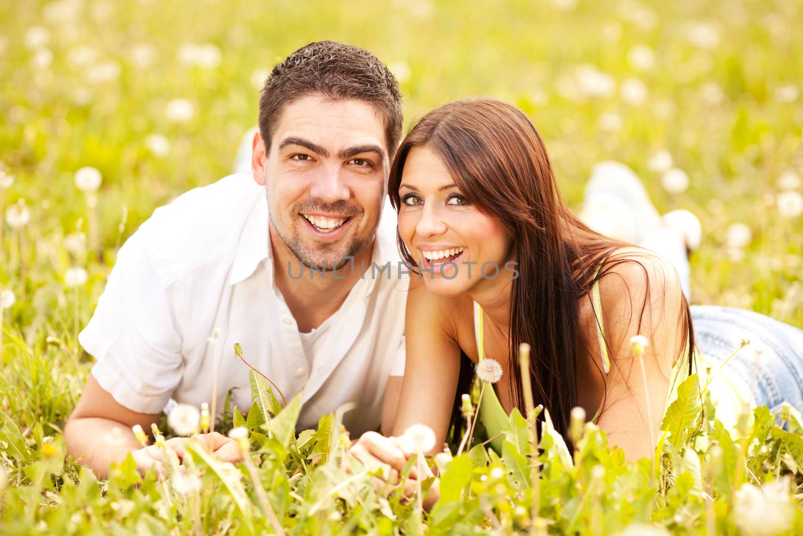 Happy couple in the nature