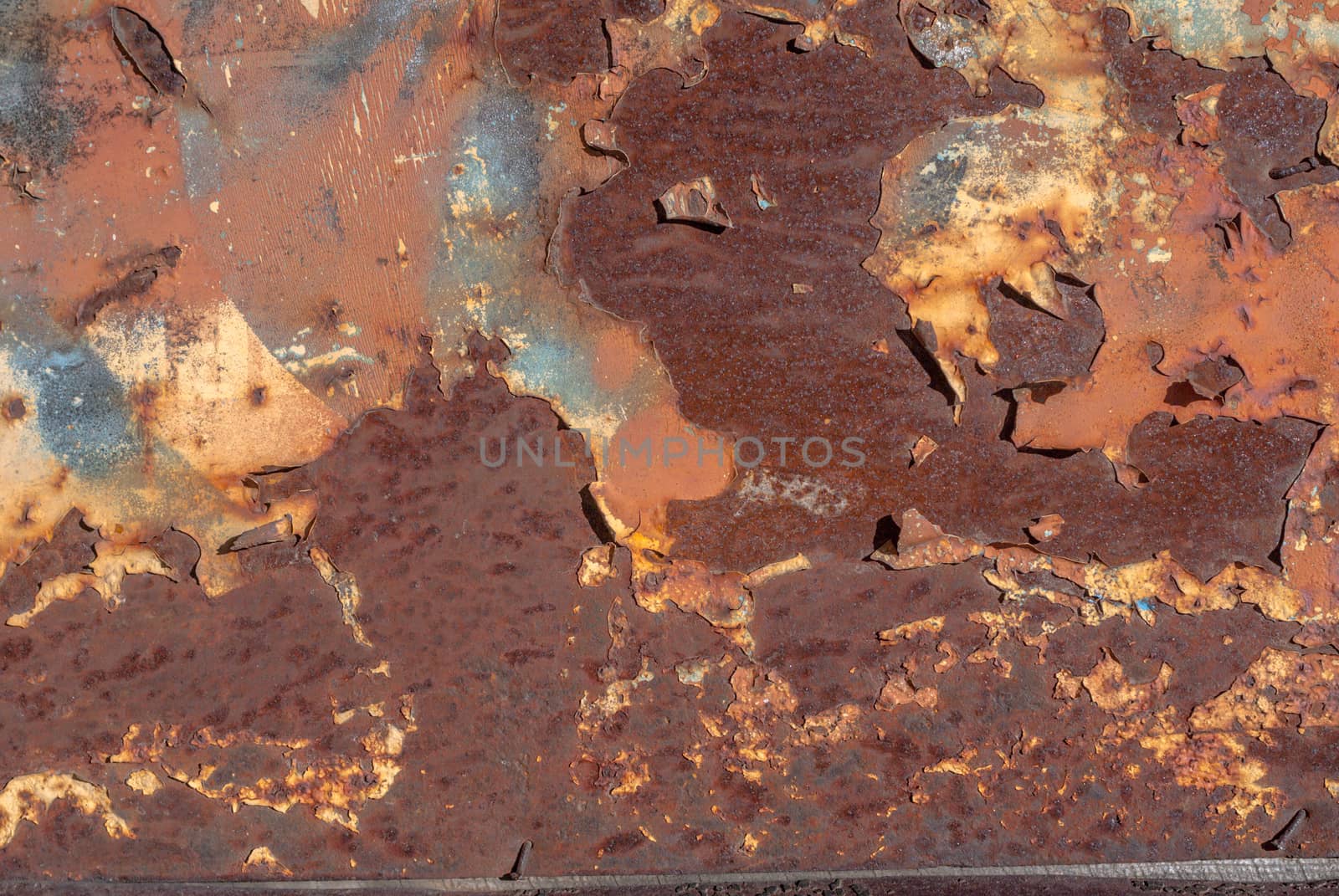 surface of rusty iron with remnants of old paint, grunge metal surface, great background or texture for your project by uvisni