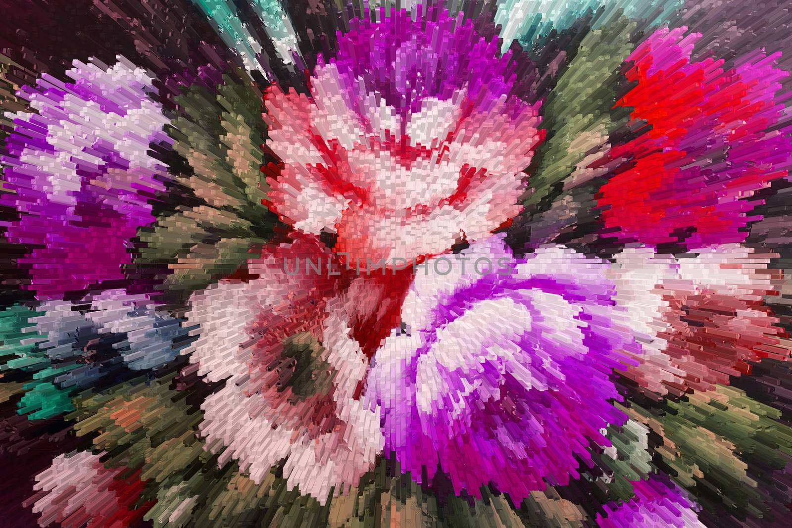 color extrusion  blocks Abstract colorful 3D extrusion background flowers, floral pattern