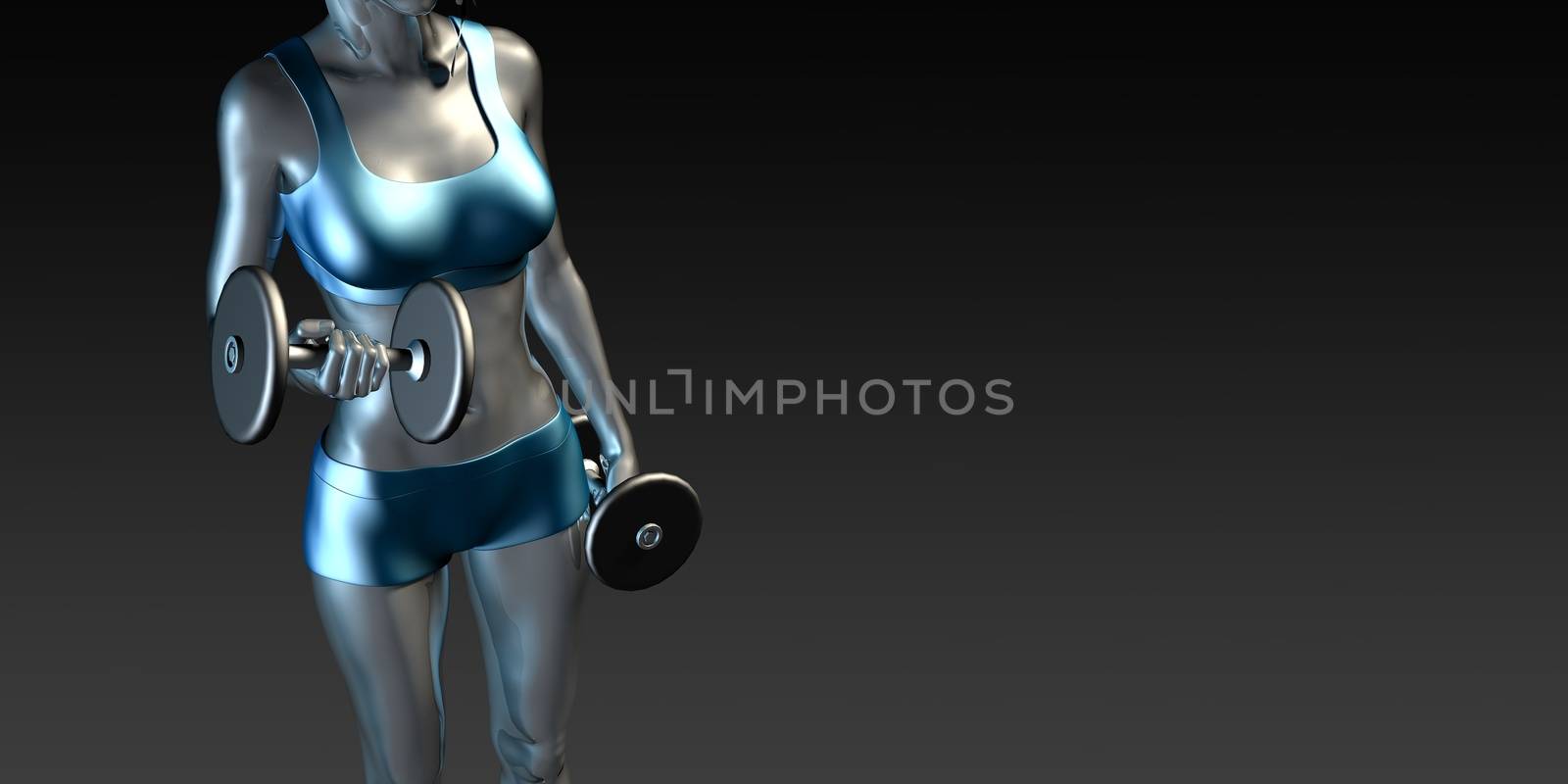 Girl Working Out with Weights Banner Concept
