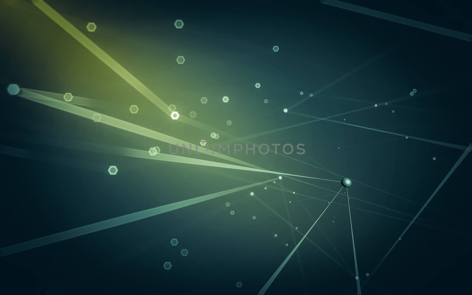 Abstract polygonal space low poly dark background, 3d rendering by teerawit