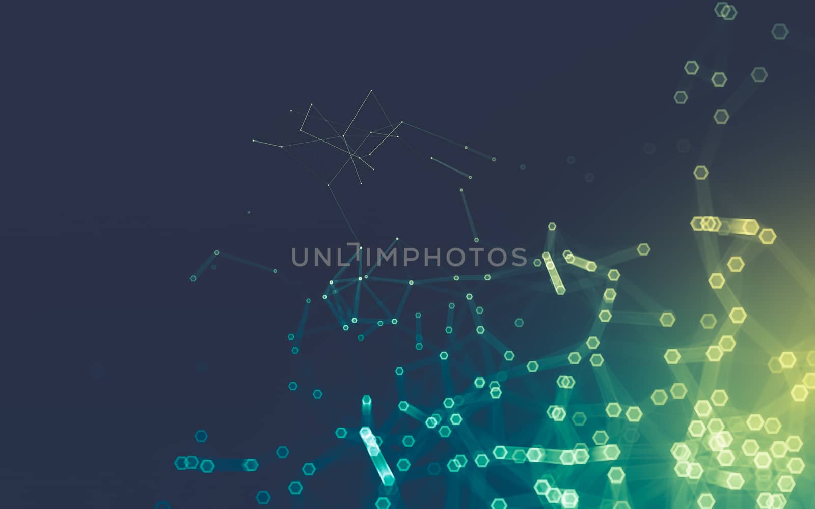 Abstract polygonal space low poly dark background with connecting dots and lines. Connection structure. 3d rendering