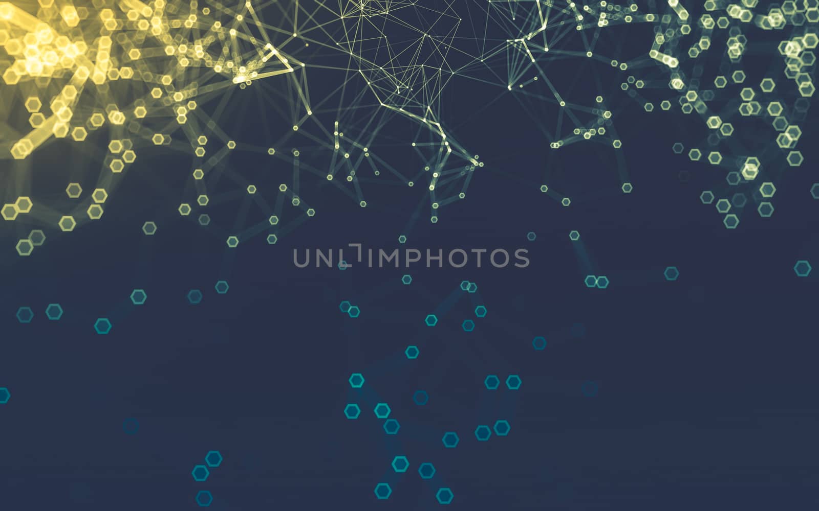 Abstract polygonal space low poly dark background with connecting dots and lines. Connection structure. 3d rendering