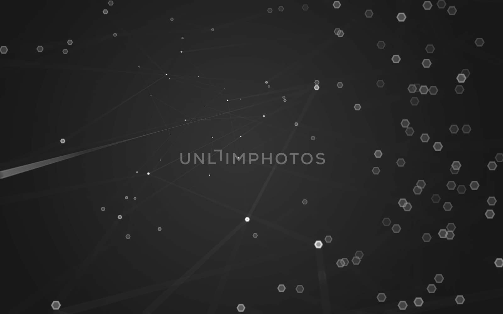 Abstract polygonal space low poly dark background with connecting dots and lines. Connection structure. 3d rendering