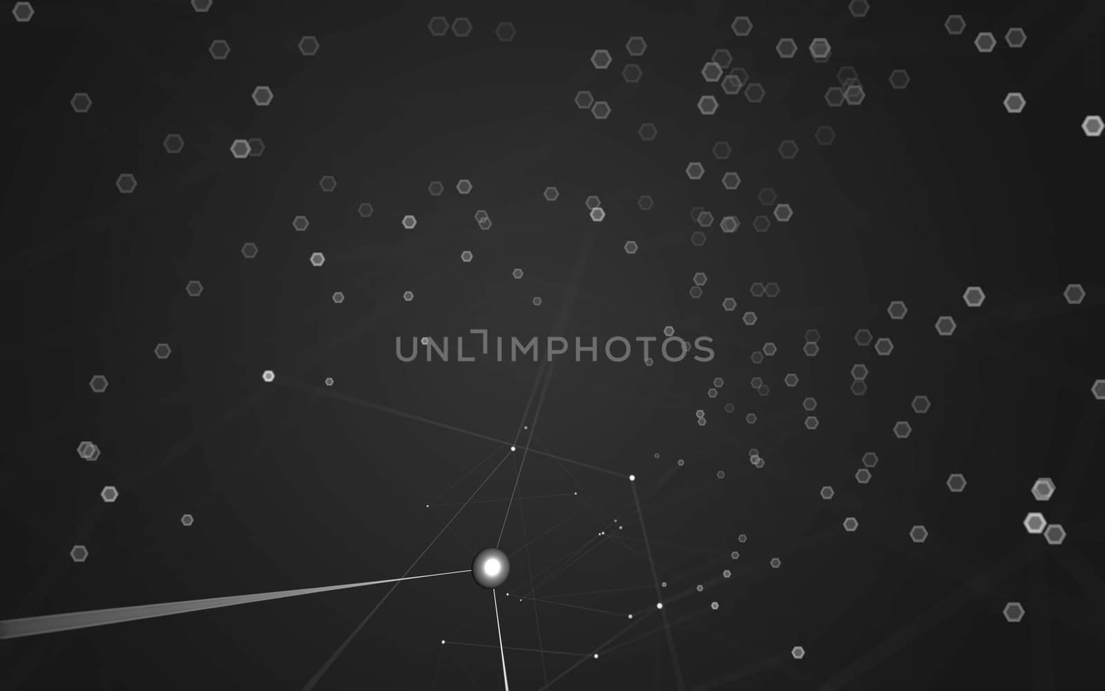 Abstract polygonal space low poly dark background with connecting dots and lines. Connection structure. 3d rendering