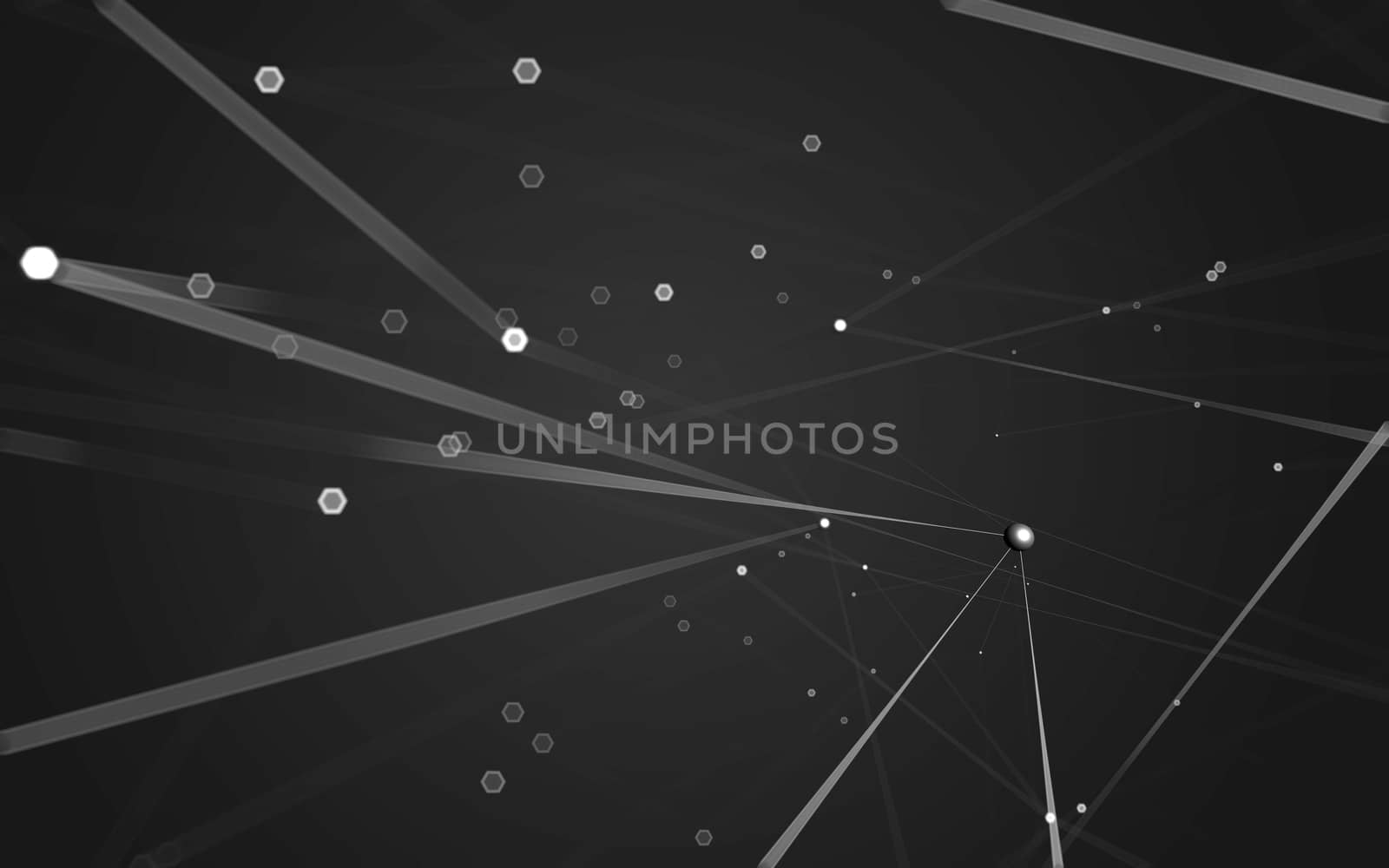 Abstract polygonal space low poly dark background, 3d rendering by teerawit