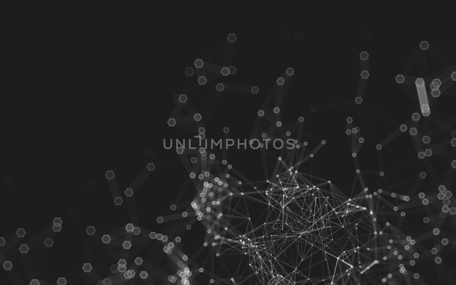 Abstract polygonal space low poly dark background with connecting dots and lines. Connection structure. 3d rendering