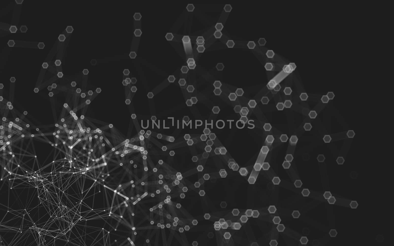 Abstract polygonal space low poly dark background with connecting dots and lines. Connection structure. 3d rendering