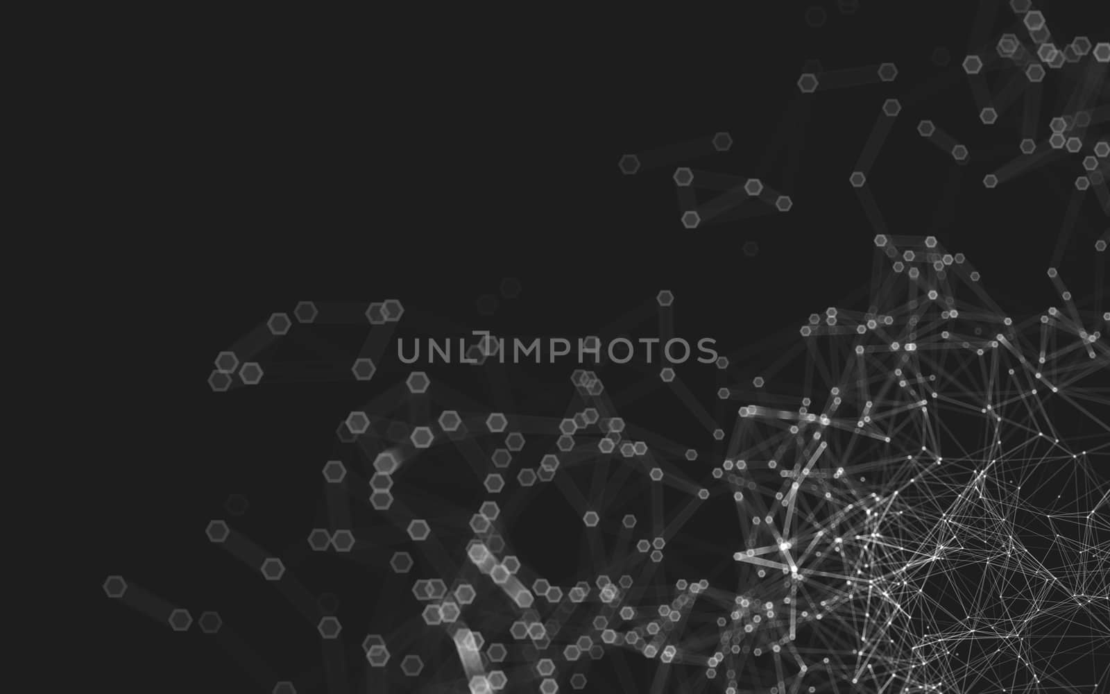 Abstract polygonal space low poly dark background with connecting dots and lines. Connection structure. 3d rendering