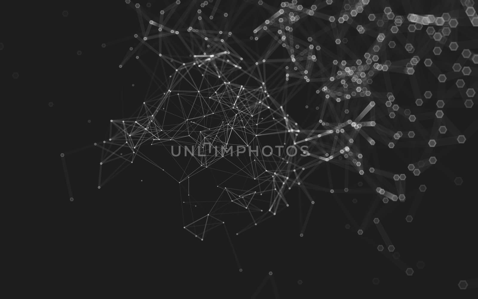 Abstract polygonal space low poly dark background with connecting dots and lines. Connection structure. 3d rendering