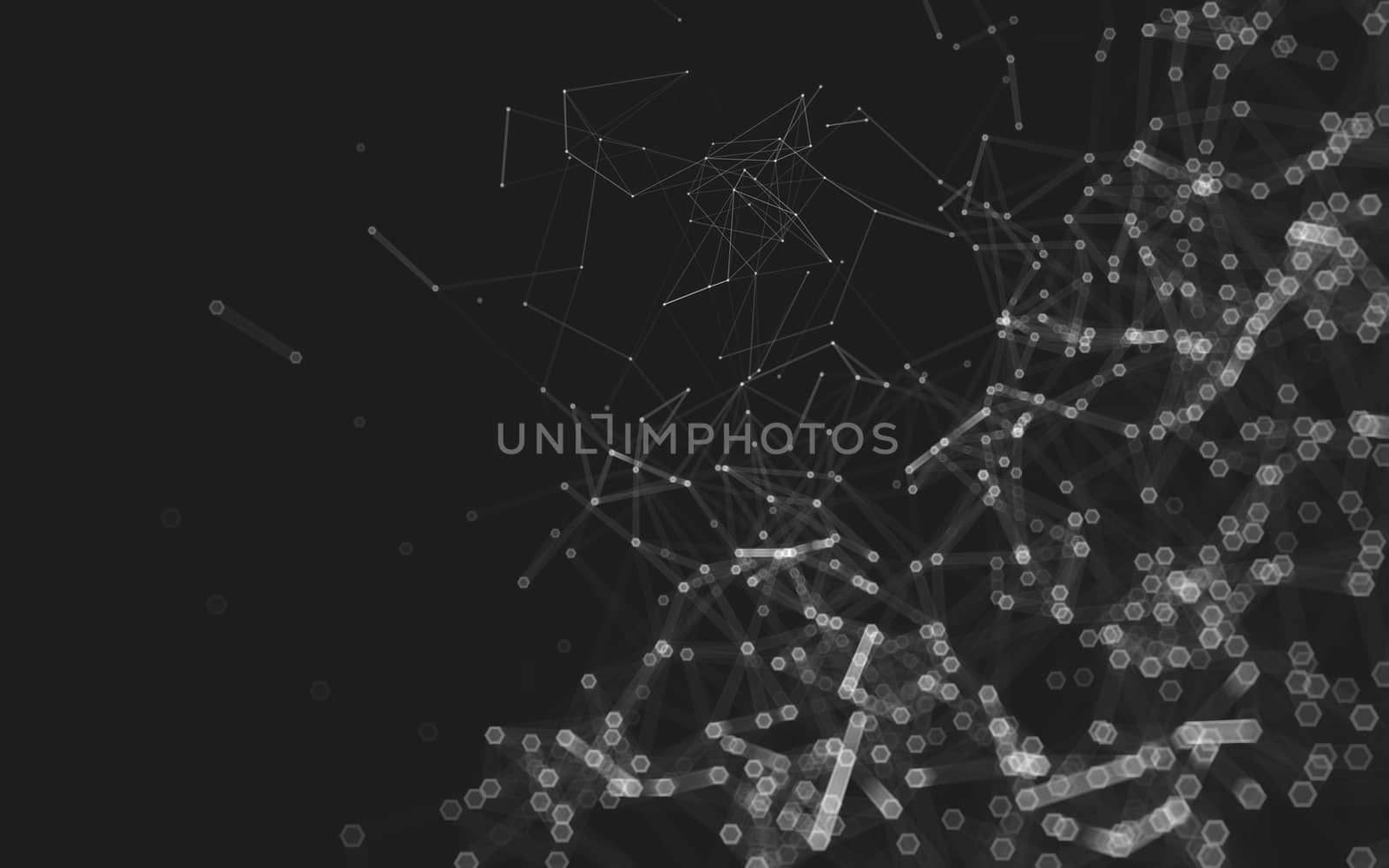 Abstract polygonal space low poly dark background with connecting dots and lines. Connection structure. 3d rendering