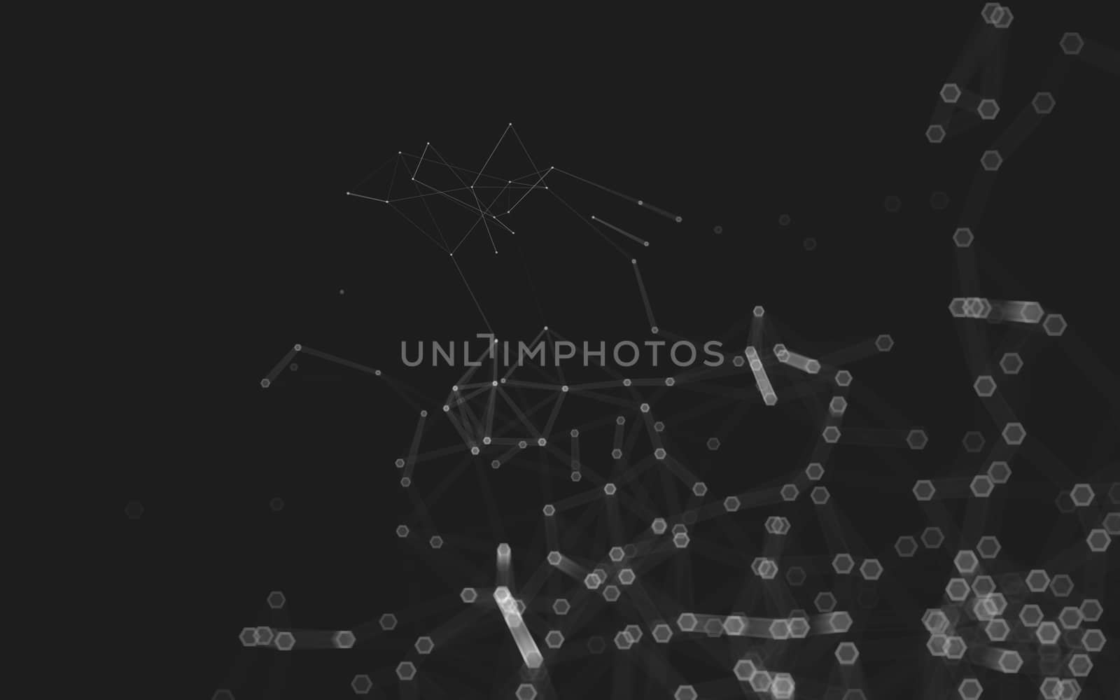 Abstract polygonal space low poly dark background with connecting dots and lines. Connection structure. 3d rendering