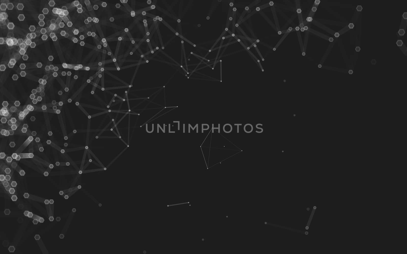 Abstract polygonal space low poly dark background, 3d rendering by teerawit