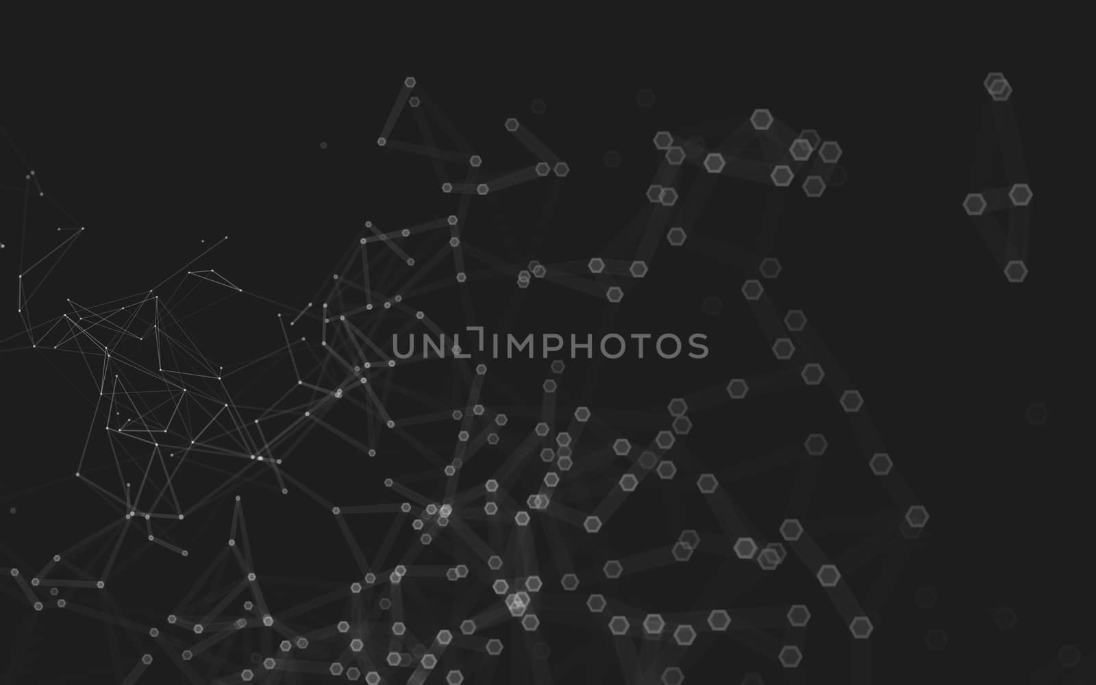 Abstract polygonal space low poly dark background with connecting dots and lines. Connection structure. 3d rendering