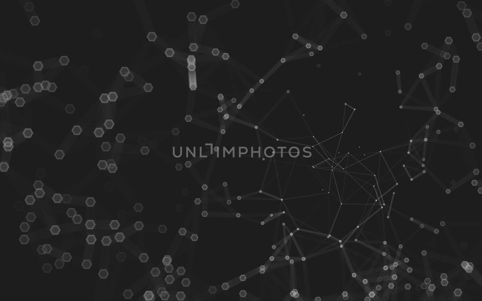 Abstract polygonal space low poly dark background with connecting dots and lines. Connection structure. 3d rendering