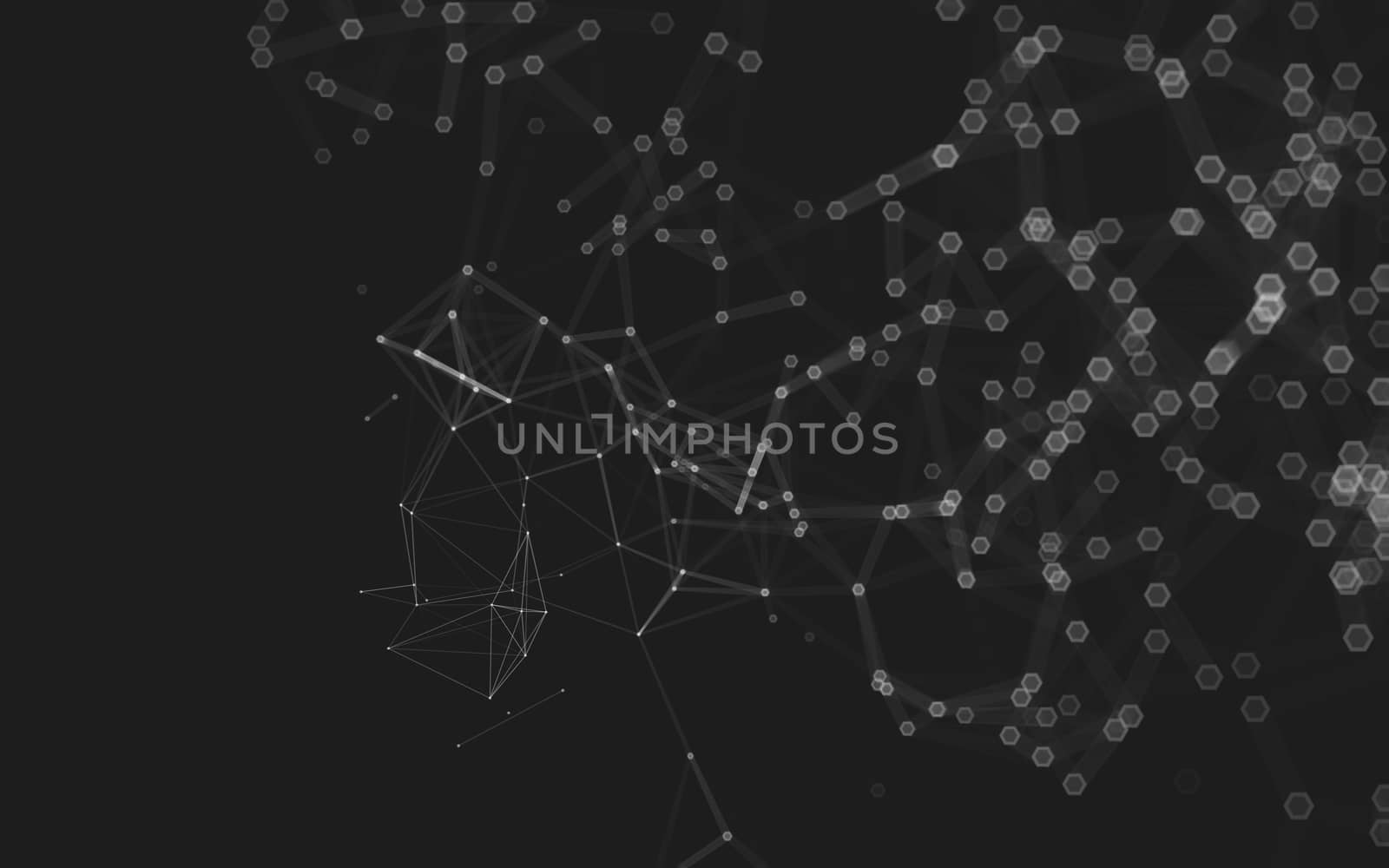 Abstract polygonal space low poly dark background with connecting dots and lines. Connection structure. 3d rendering