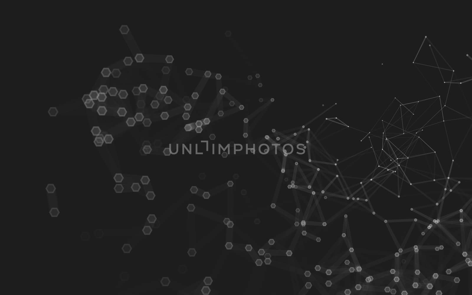 Abstract polygonal space low poly dark background with connecting dots and lines. Connection structure. 3d rendering