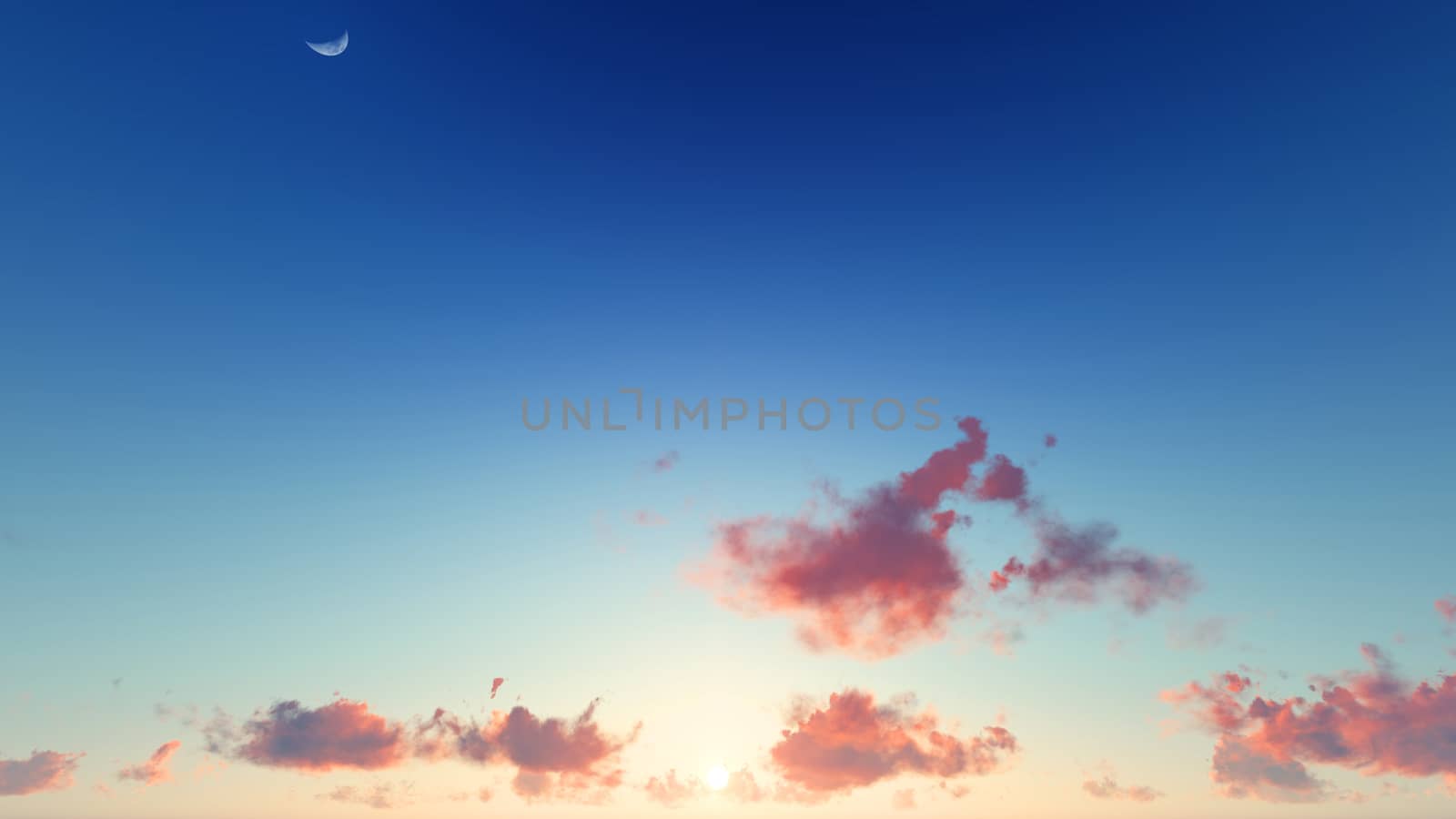 Cloudy blue sky abstract background, blue sky background with tiny clouds, 3d rendering

