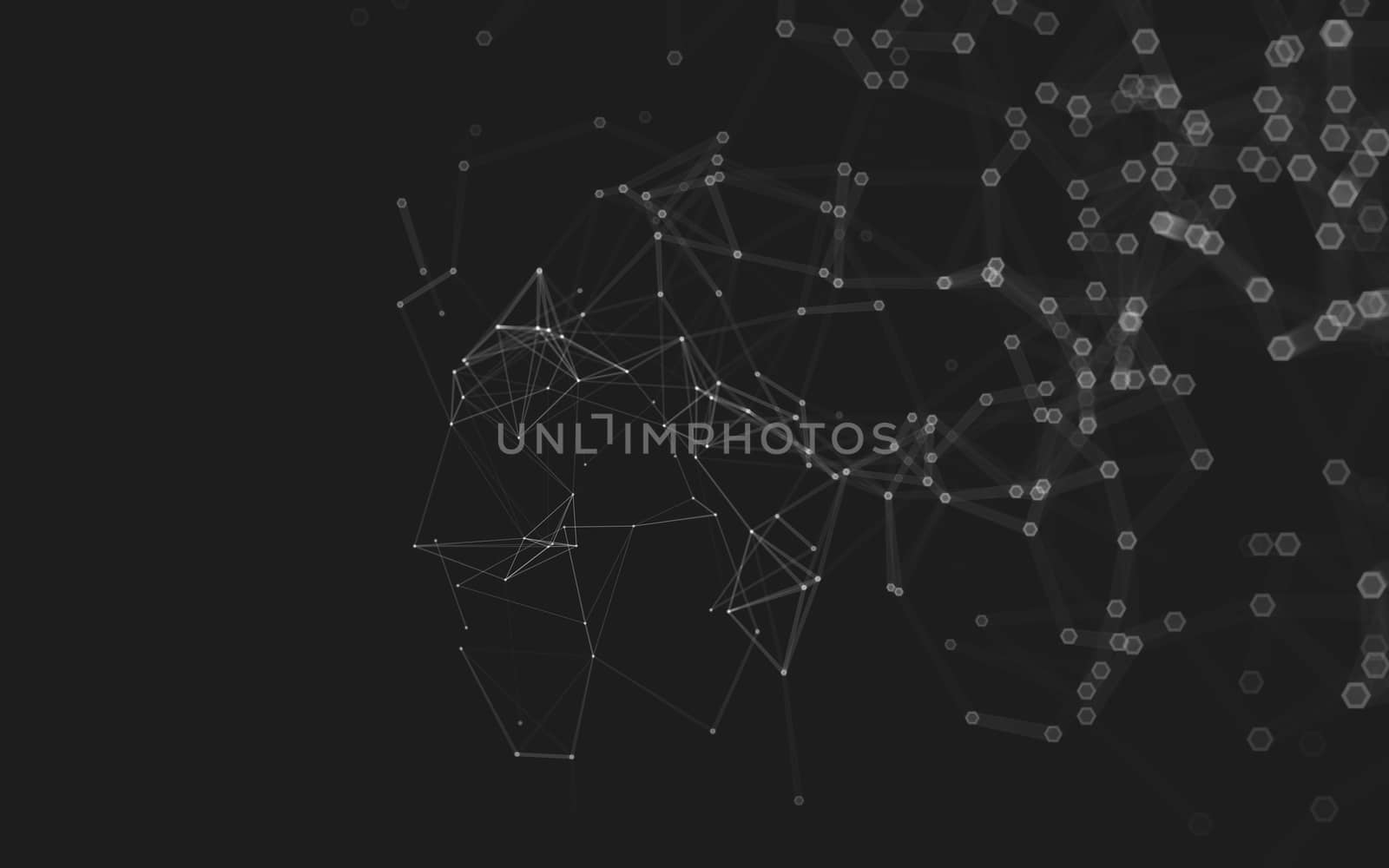 Abstract polygonal space low poly dark background with connecting dots and lines. Connection structure. 3d rendering