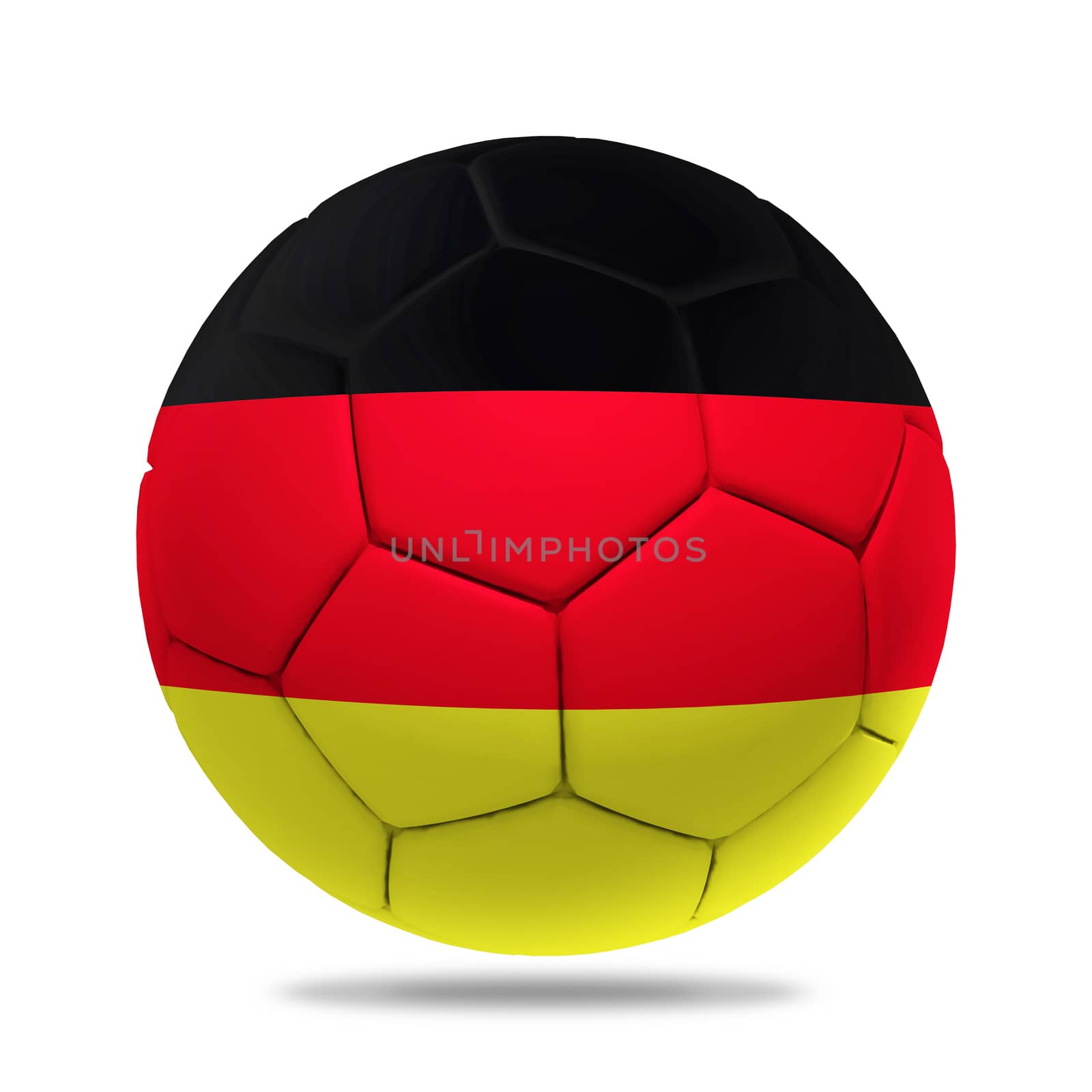 3D soccer ball with Germany team flag, isolated on white