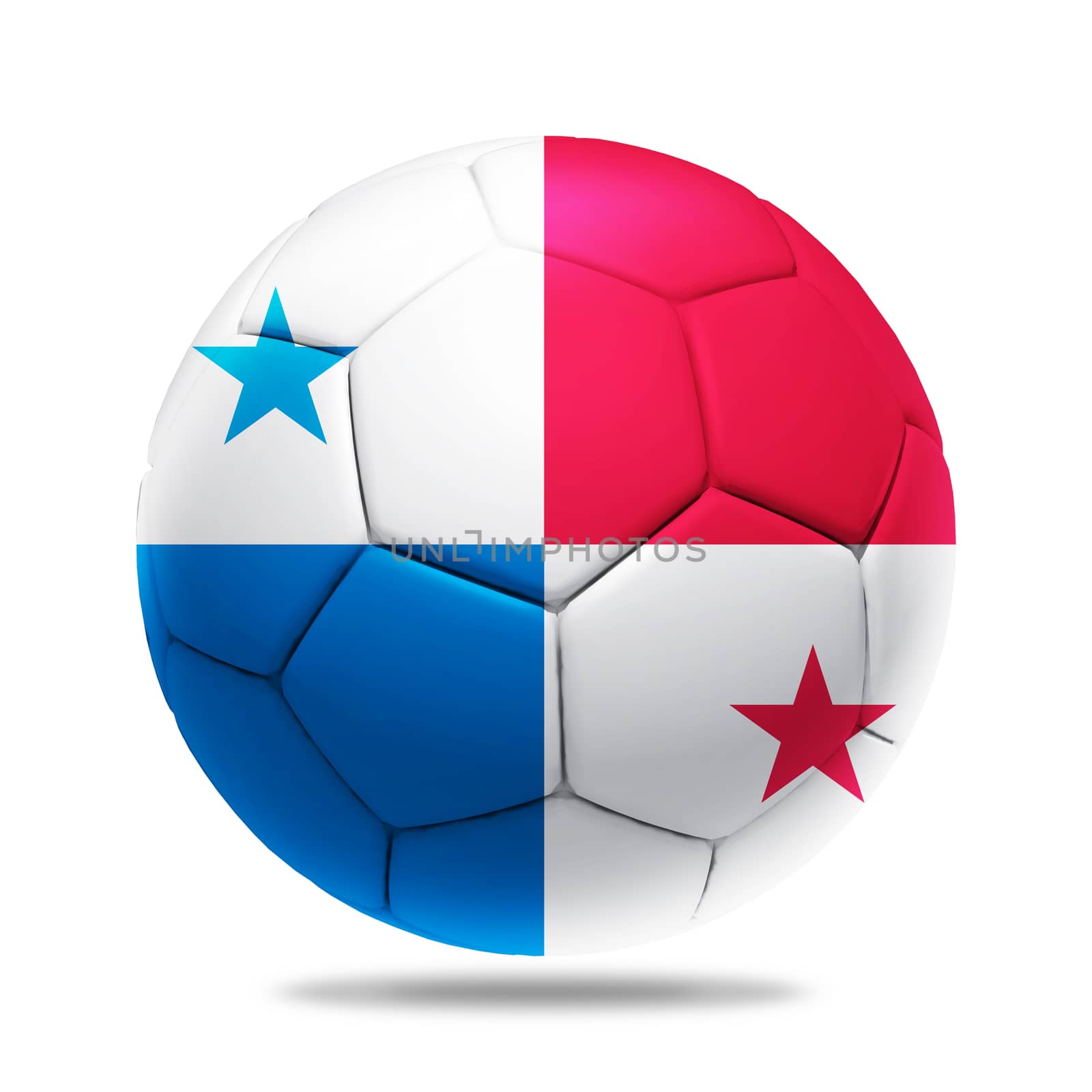 3D soccer ball with Panama team flag, isolated on white