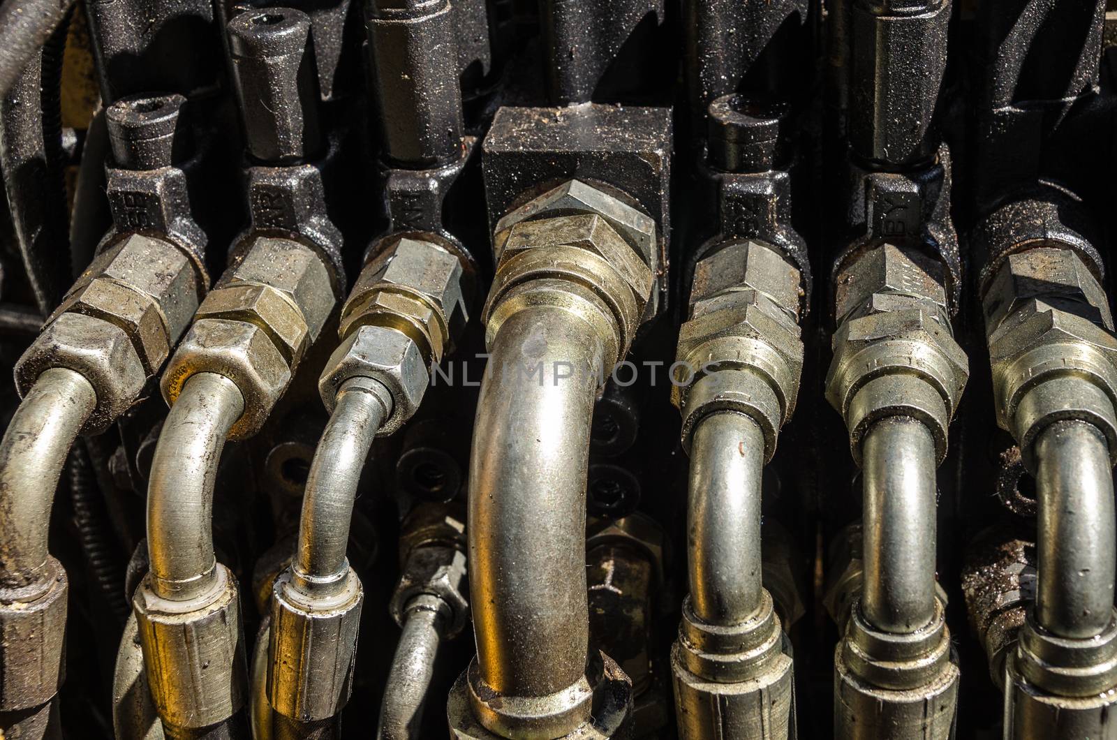 detail of an engine of an excavator