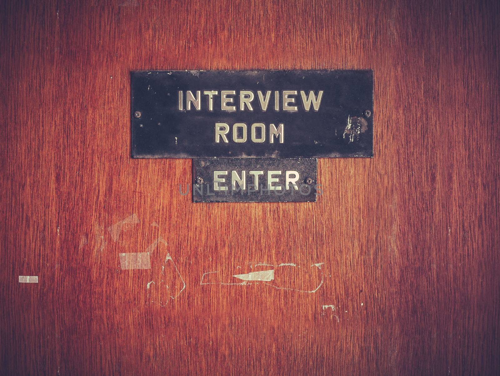 Retro Grunge Interview Room Door by mrdoomits