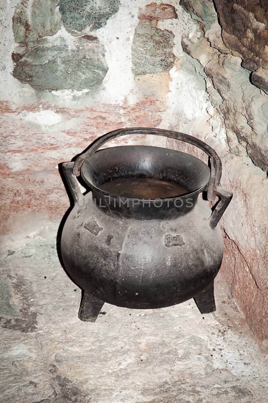 Vintage metal pot for cooking.