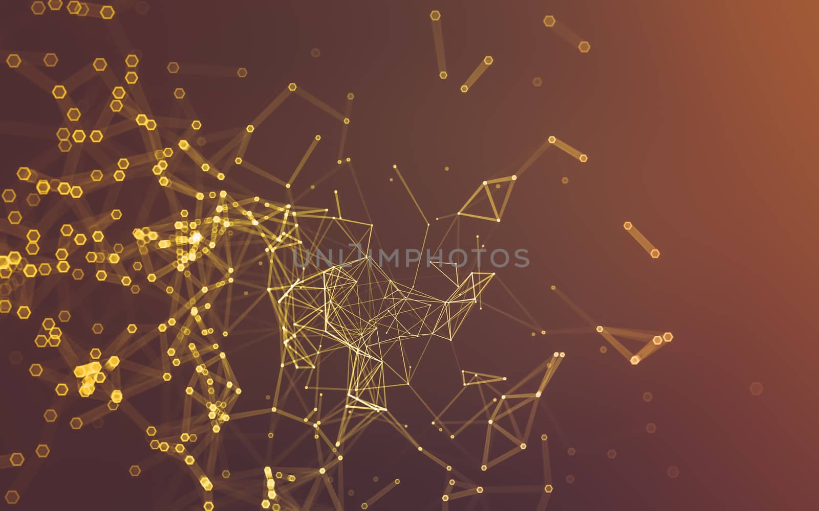 Abstract polygonal space low poly dark background with connecting dots and lines. Connection structure. 3d rendering