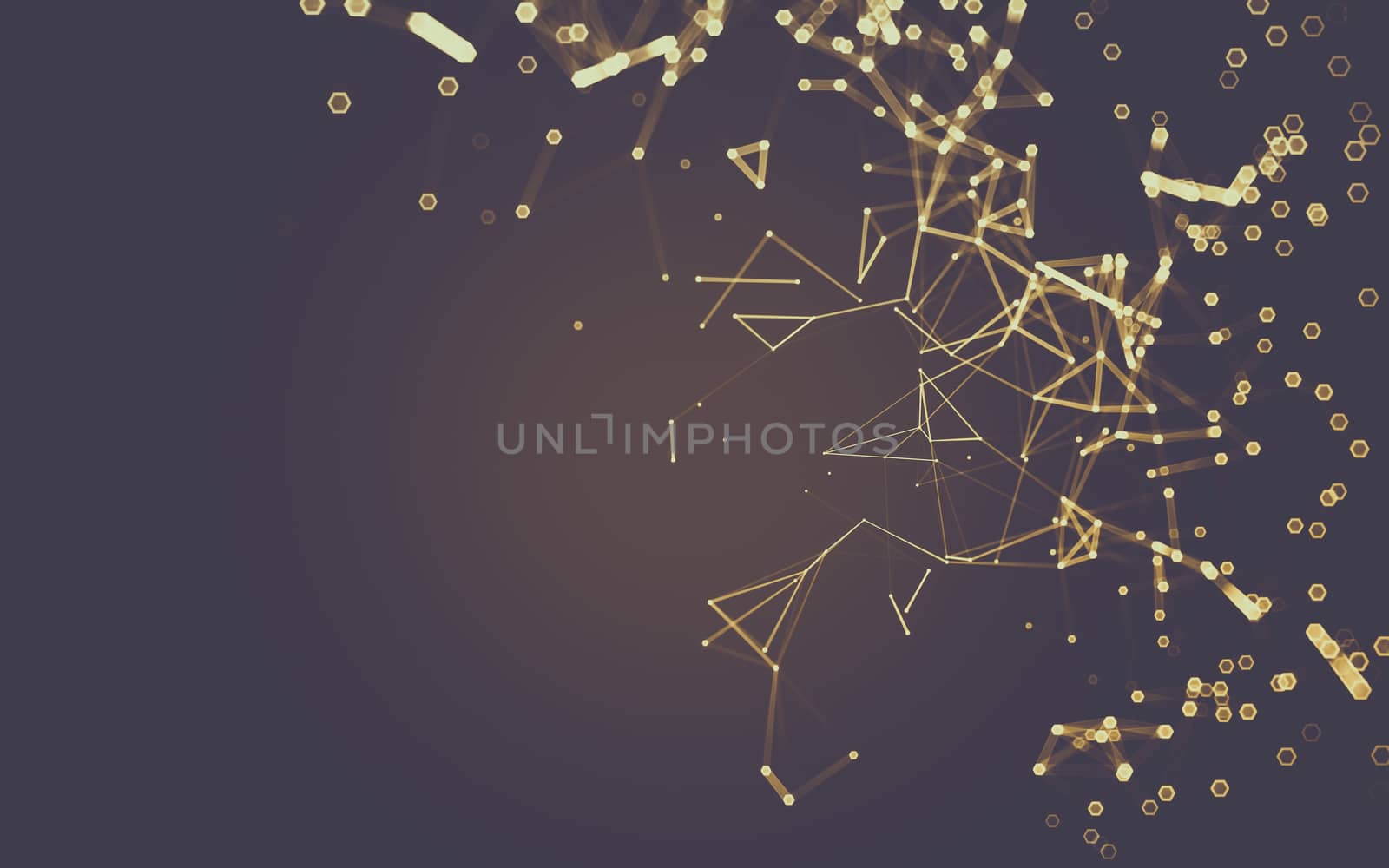 Abstract polygonal space low poly dark background with connecting dots and lines. Connection structure. 3d rendering