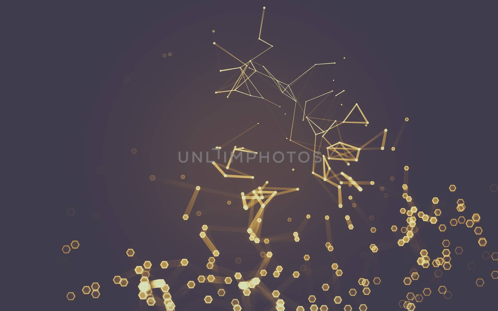 Abstract polygonal space low poly dark background with connecting dots and lines. Connection structure. 3d rendering