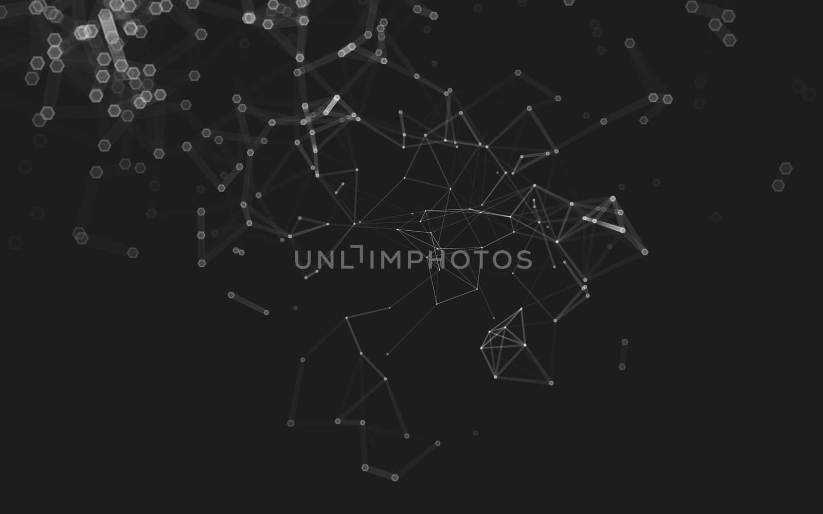 Abstract polygonal space low poly dark background with connecting dots and lines. Connection structure. 3d rendering