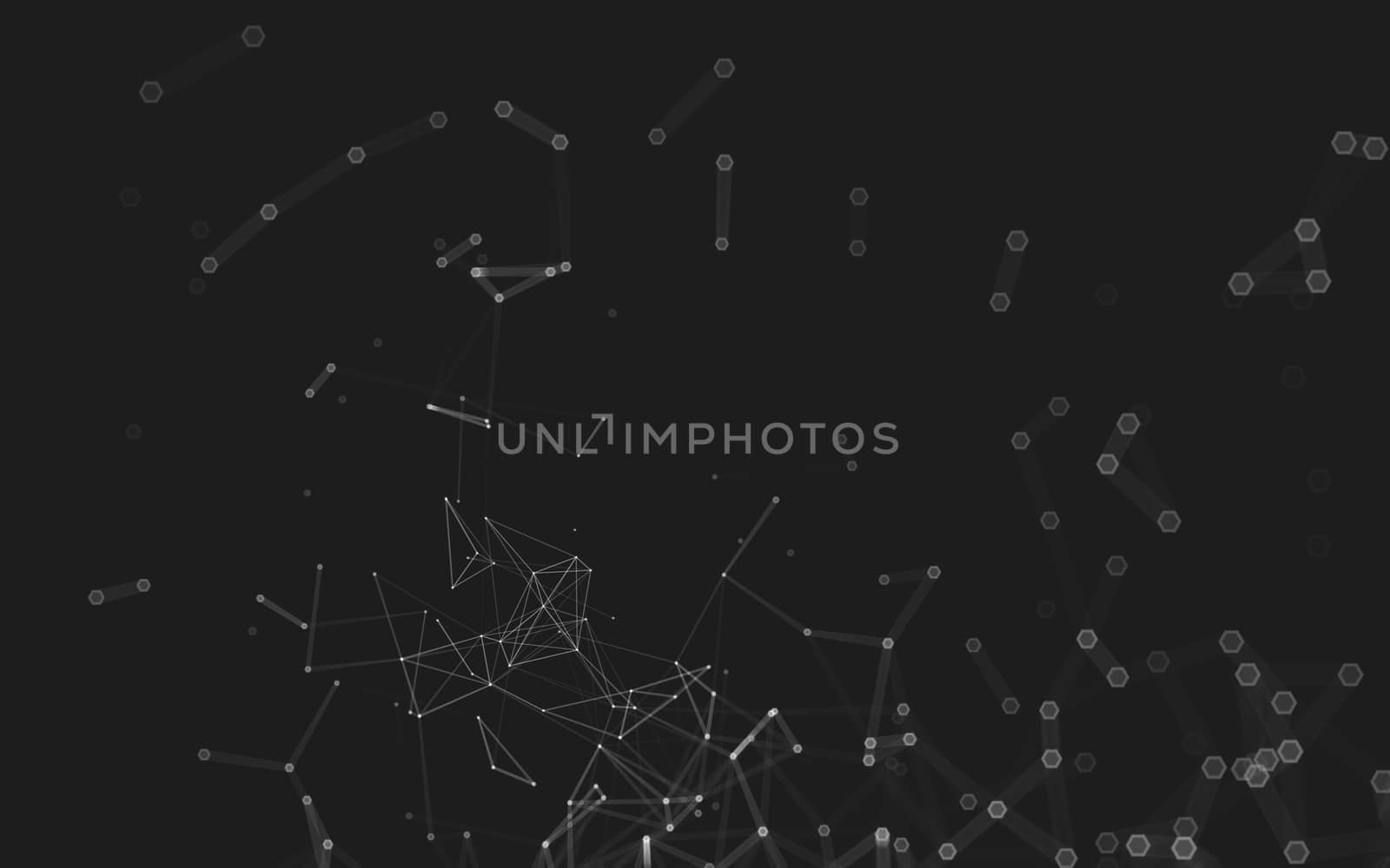 Abstract polygonal space low poly dark background with connecting dots and lines. Connection structure. 3d rendering