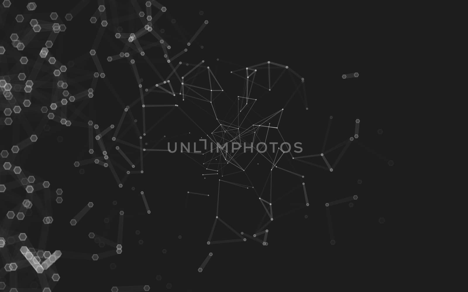 Abstract polygonal space low poly dark background with connecting dots and lines. Connection structure. 3d rendering