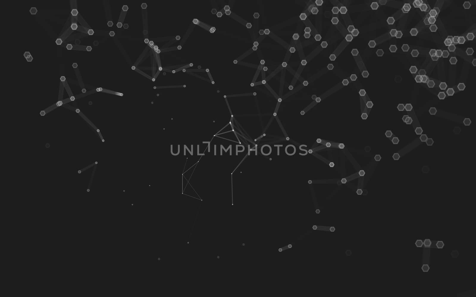 Abstract polygonal space low poly dark background with connecting dots and lines. Connection structure. 3d rendering