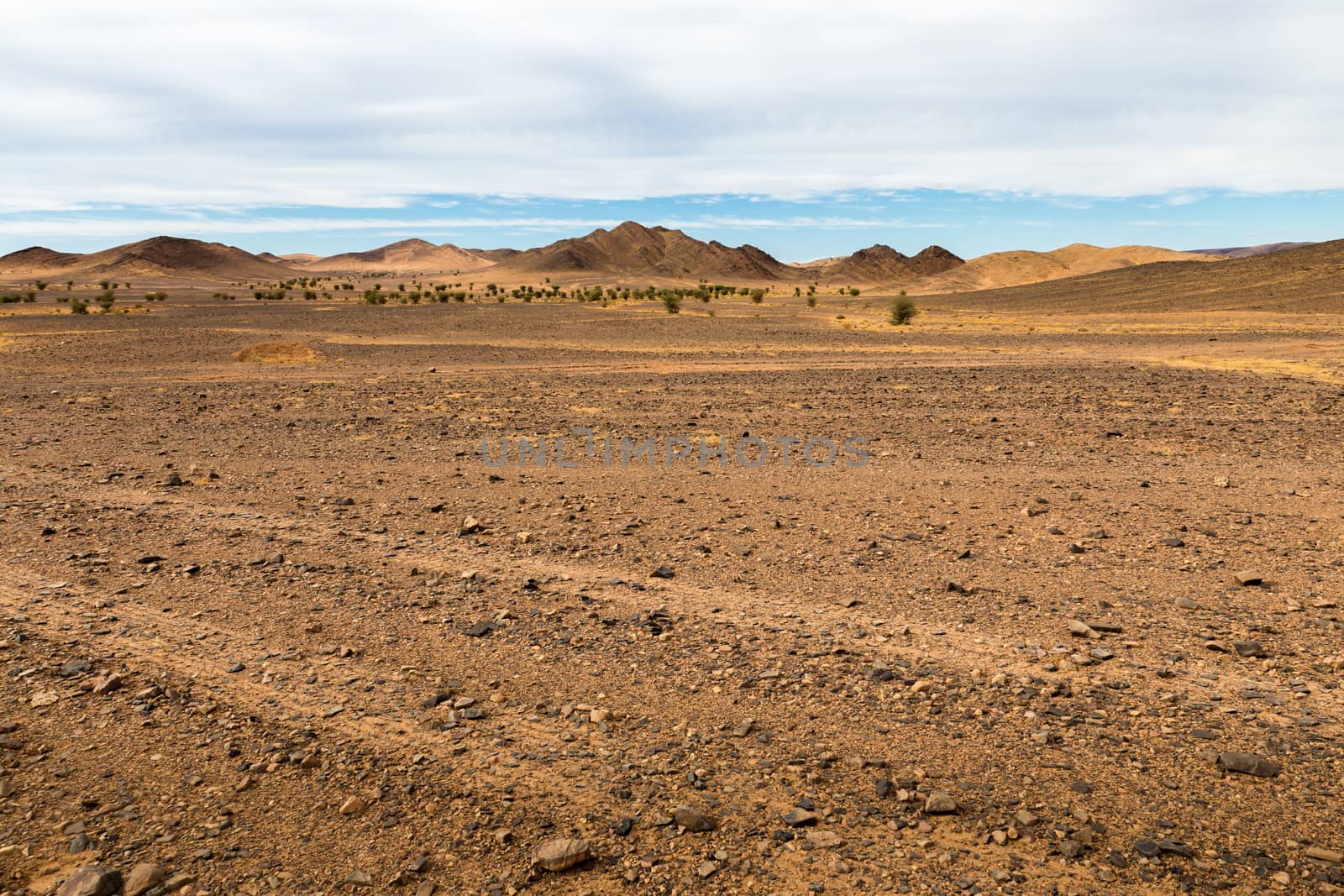 mountains against the blue sky in the Sahara desert of Morocco, landscape