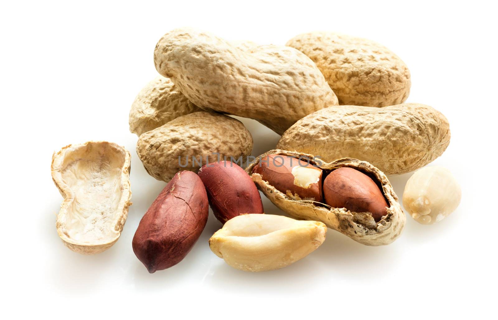 groundnut in the skin close-up on a white background