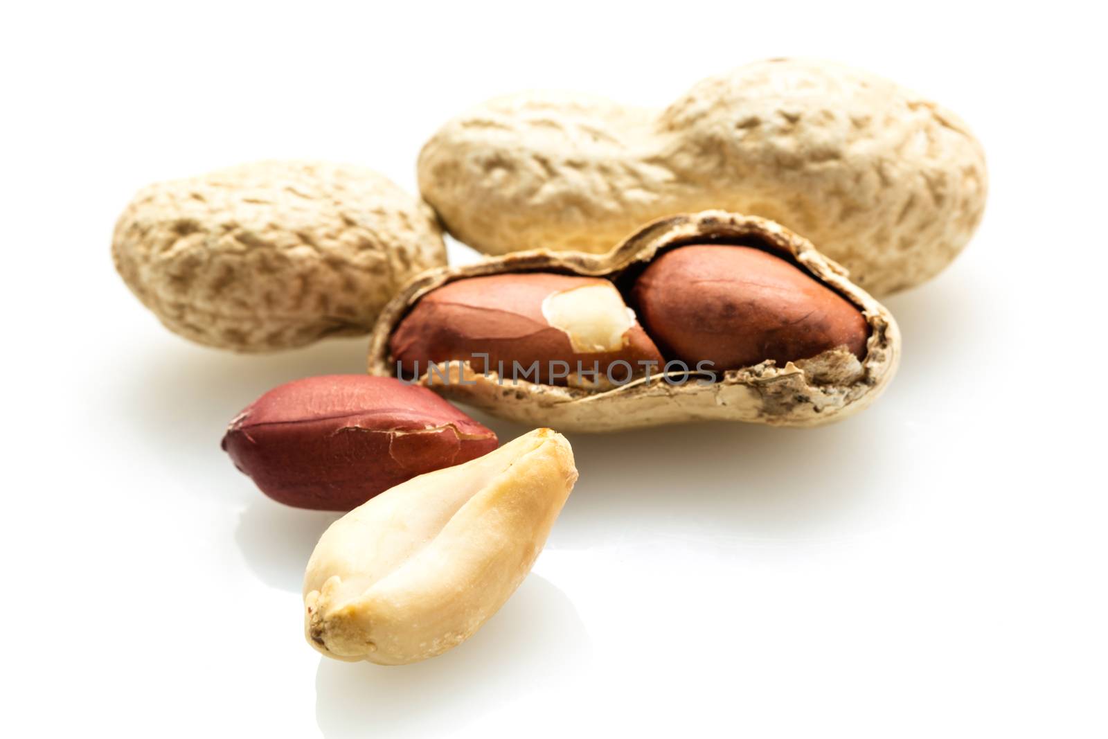 groundnut in the skin close-up on a white background