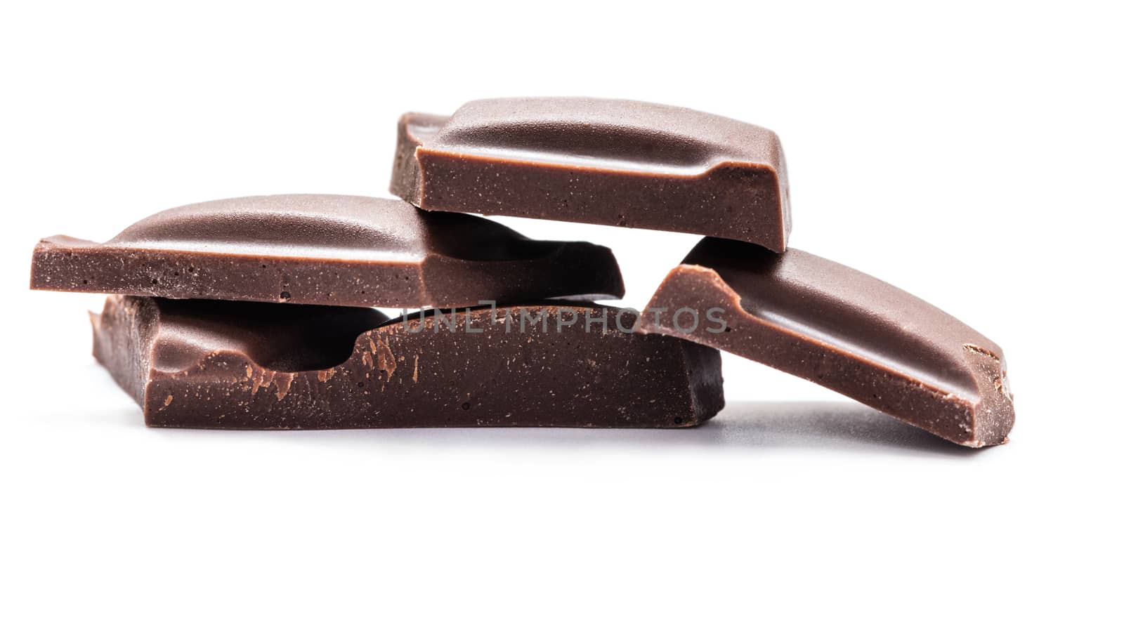 pieces of chocolate isolated on white background