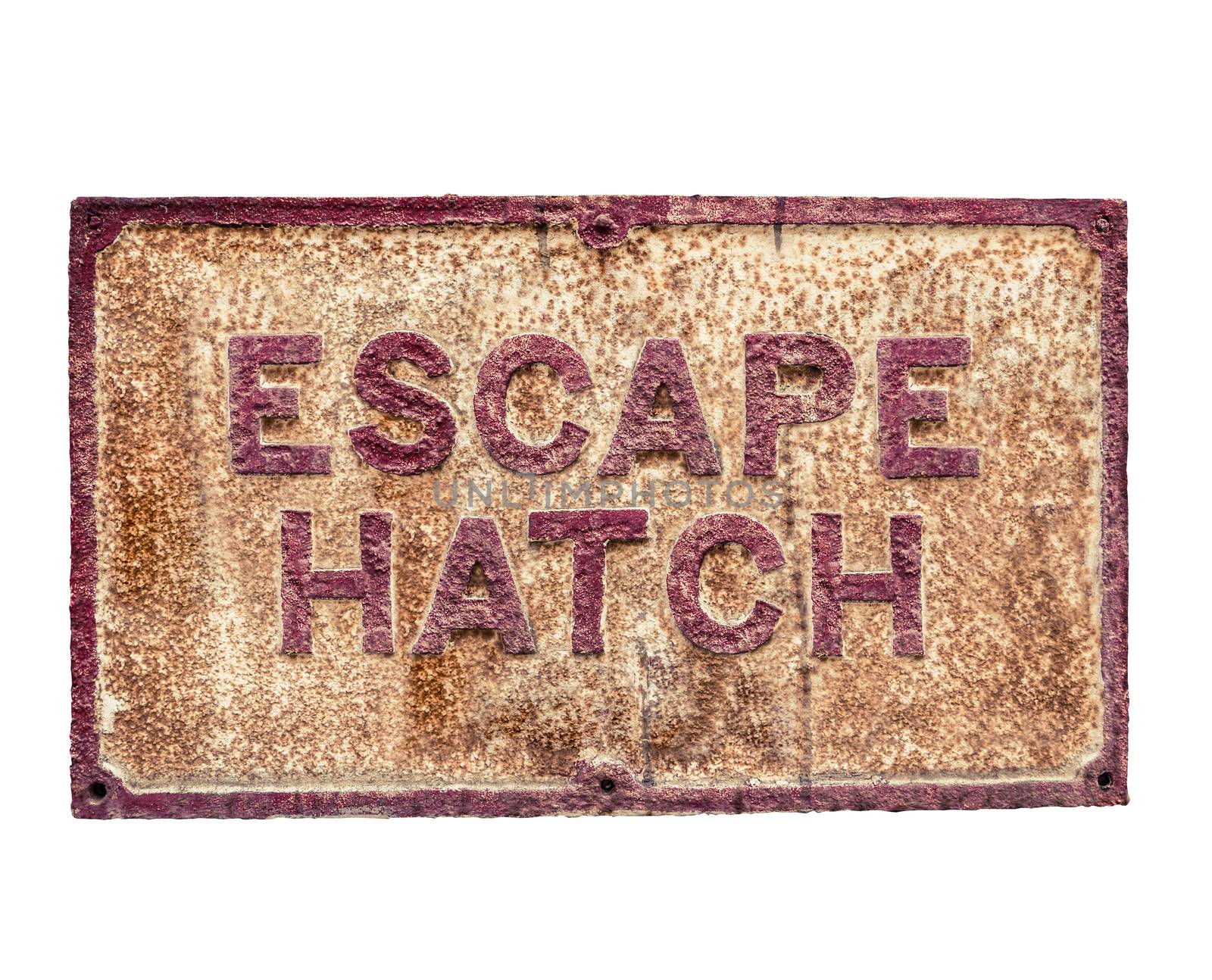 Rusty Emergency Escape Hatch Sign by mrdoomits